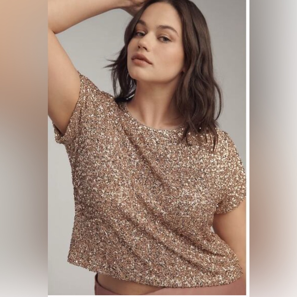 Anthropologie Plus Size Maeve 2X Sequin T-Shirt